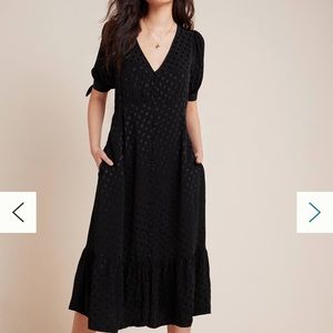 Black v-neck ,neck length dress